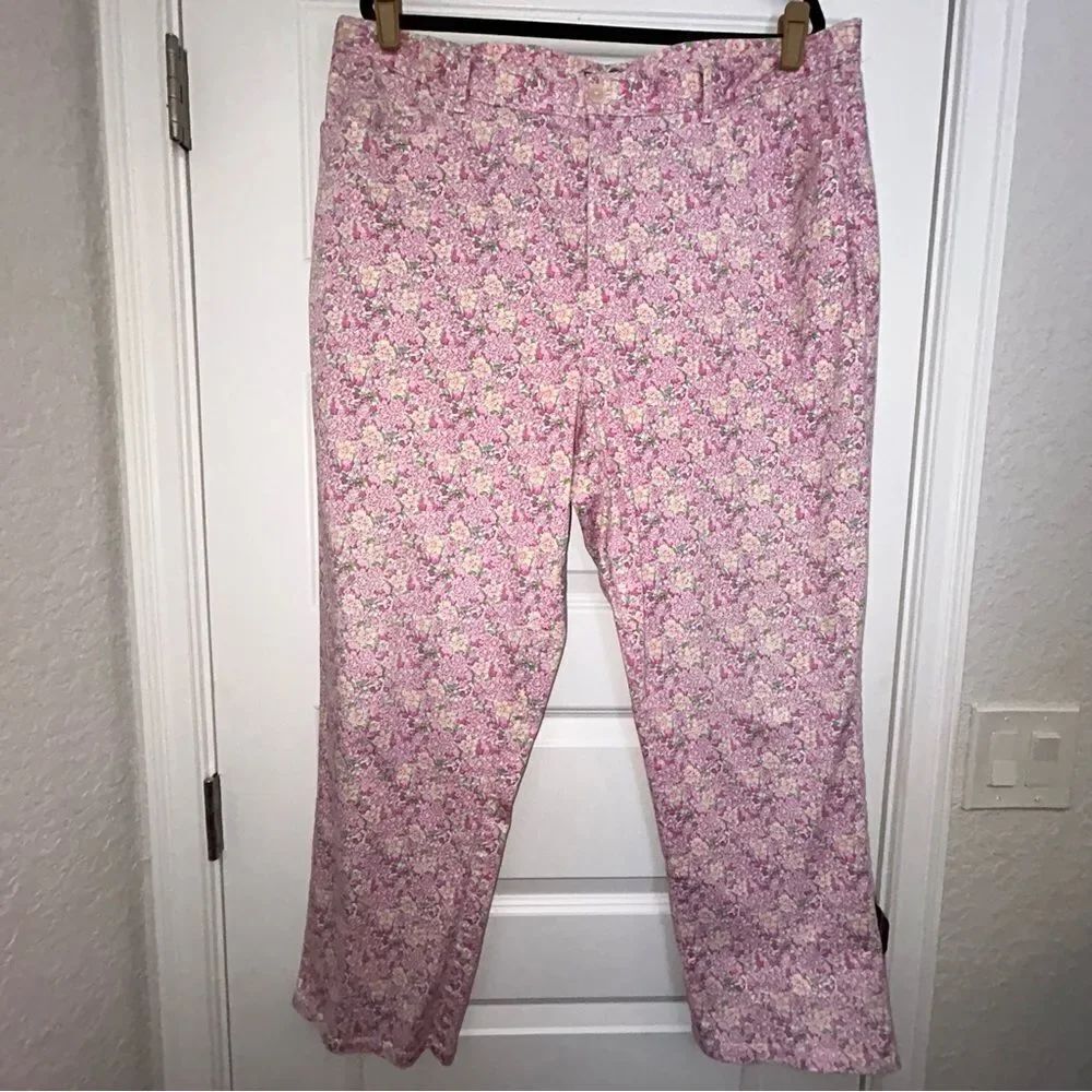 Lauren Ralph Lauren Small Floral Print Stretch Straight Leg Pants